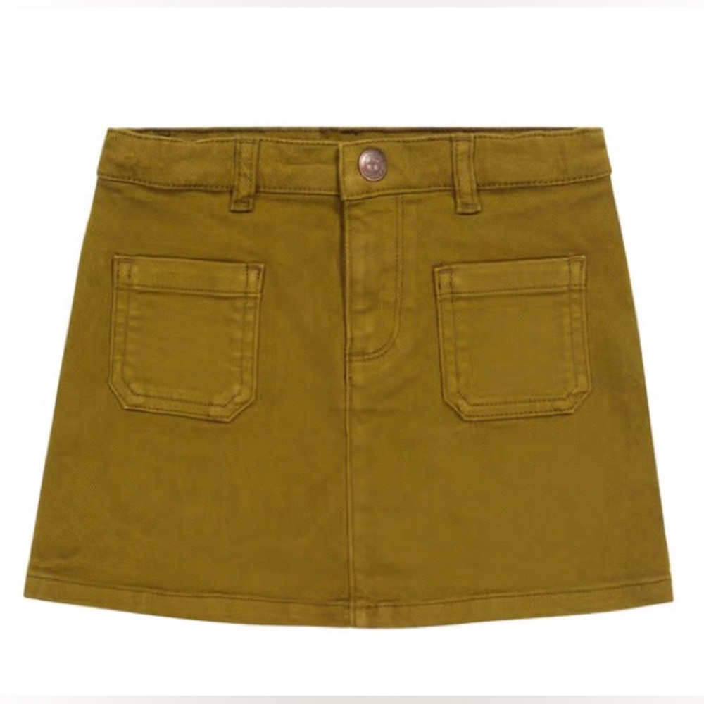 Bonpoint Kids Denim Skirt in Kaki Clair
